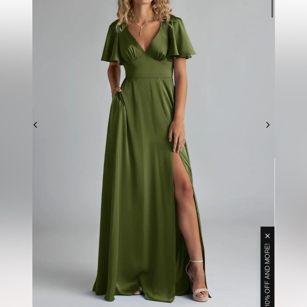 Azazie Olive Green Maxi Dress